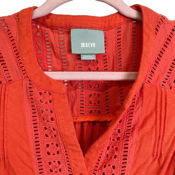 MAEVE Orange Soft Ruffled Sleeve Tank Top/Blouse size XS - Picture 2 of 7